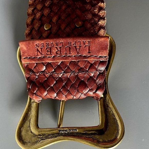 RALPH LAUREN BRAIDED LEATHER BELT BRASS BUCKLE - VERY GOOD CONDITION !! - Picture 6 of 6